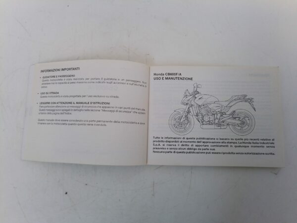 Honda CB 600 f a 2007 Libretto uso e Manutenzione 39mfga10