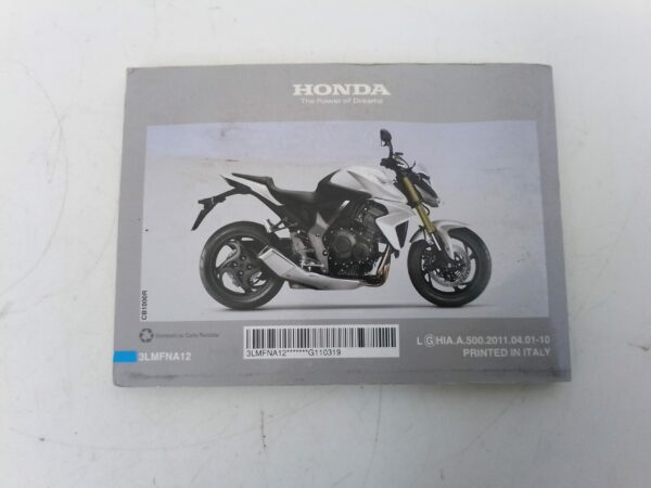 Honda CB 1000 r Ra 2011 Libretto uso e Manutenzione 3lmfna12