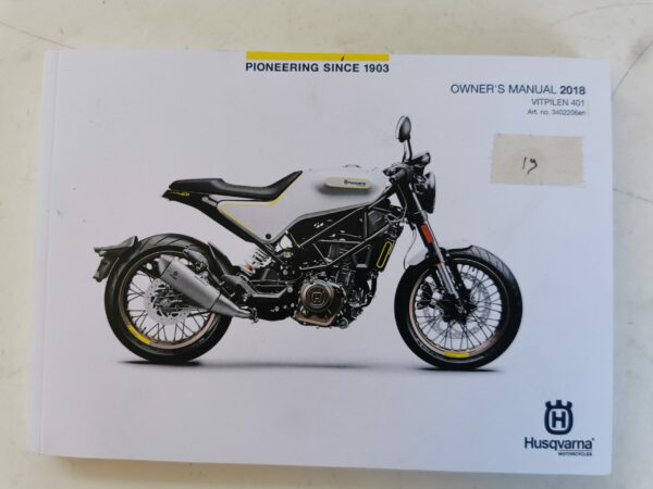 Husqvarna Vitpilen 401 2018 Libretto uso e Manutenzione 3402206 EN