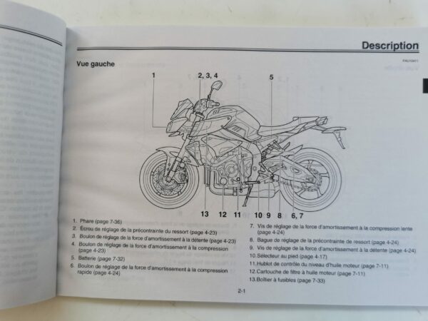 Yamaha MT10 2016 Libretto uso e Manutenzione B6728199F0 FR