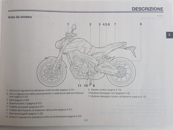 Yamaha MT 09 2013 Libretto uso e manutenzione 1RC28199H0