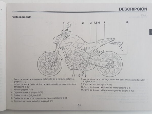 Yamaha MT09 2013 Libretto uso e manutenzione Spagna 1RC28199S0