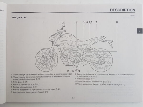 Yamaha MT09 2013 Libretto uso e manutenzione Francia 1RC28199F0