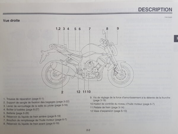 Yamaha FZ1 2005 Libretto uso e manutenzione Francia 2D128199F0