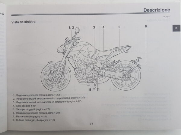 Yamaha MT09 2017 Libretto uso e manutenzione BS228199H1