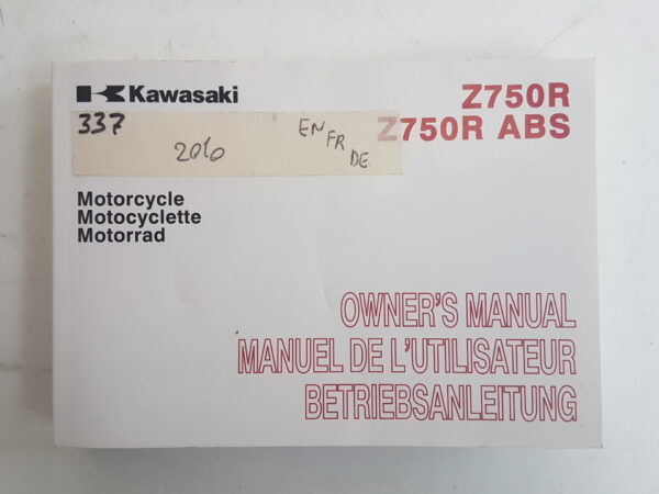 Kawasaki Z750R ABS 2010 Libretto uso e manutenzione EN FR DE 999761627