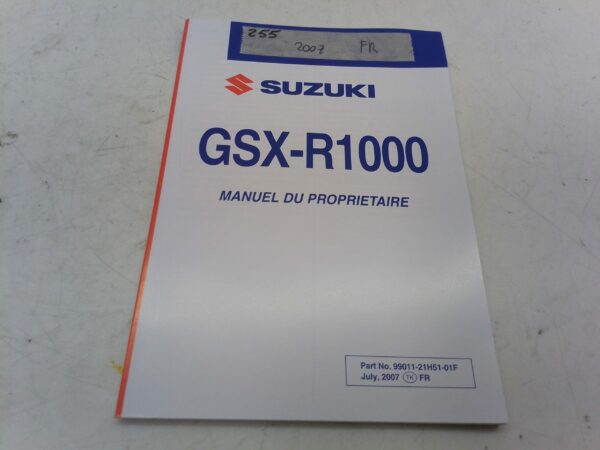 Suzuki gsx-r 1000 2007 Libretto uso e manutenzione Francia 9901121h5101f