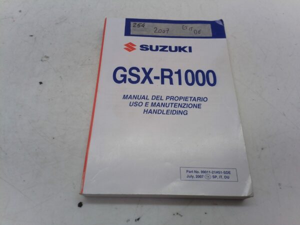 Suzuki gsx-r 1000 2007 Libretto uso e manutenzione es It de 9901121h51sde