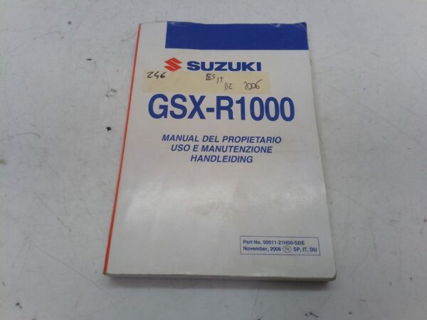 Suzuki gsx-r 1000 2006 Libretto uso e manutenzione It es de 9901121h50sde