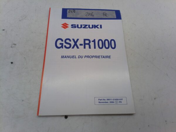 Suzuki gsx-r 1000 2006 Libretto uso e manutenzione Francia 9901121h5001f