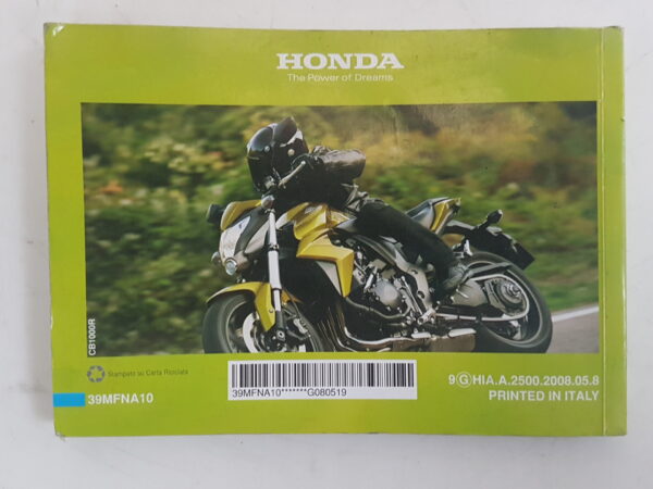 Honda CB1000R / RA 2008 Libretto uso e manutenzione IT 39MFNA10 G080519