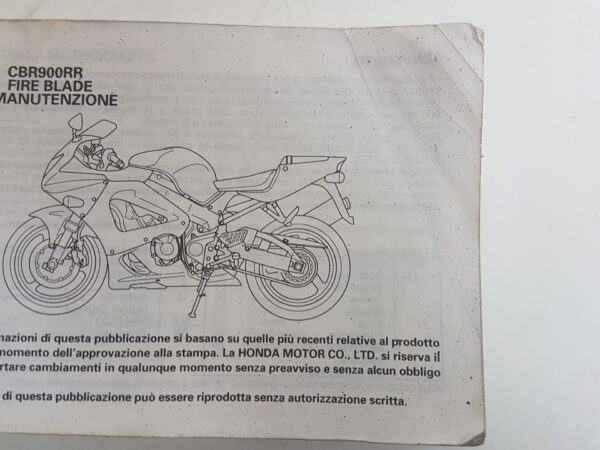 Honda CBR900RR Fire Blade 2000 Libretto uso e manutenzione IT 37MCJ800