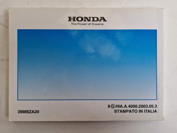 Honda CB600F 2003 Libretto uso e manutenzione IT 39MBZA20
