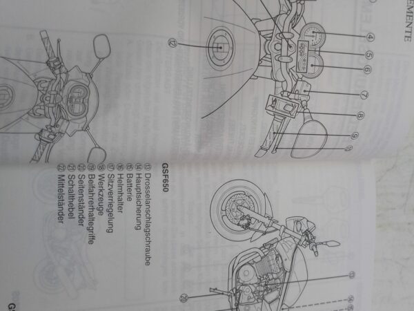 Suzuki Gsf 650 s 04 libretto uso e manutenzione tedesco 9901138g5001k