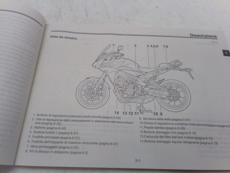 Yamaha tracer mt-09 15 libretto uso e manutenzione 2pp28199hs