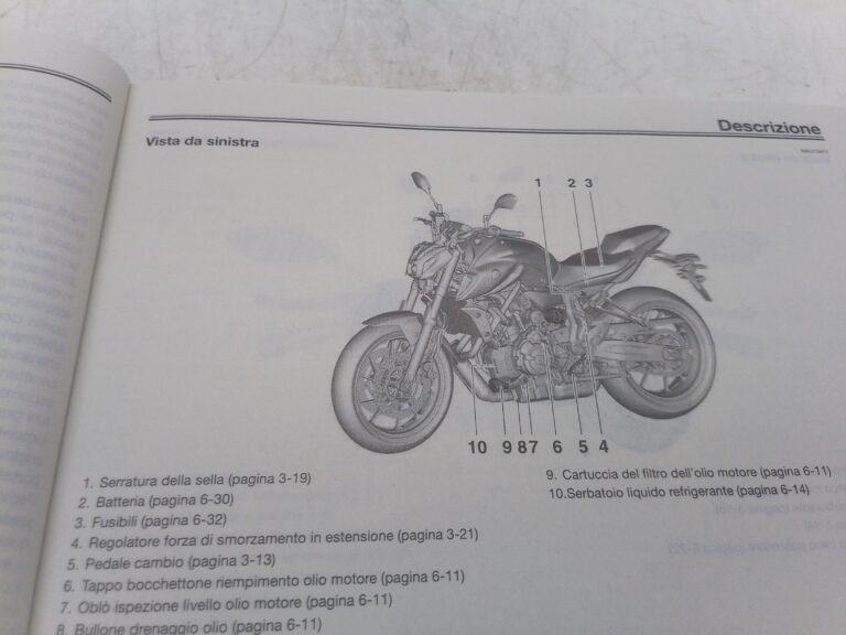 Yamaha mt-07 20 libretto uso e manutenzione bat28199h0