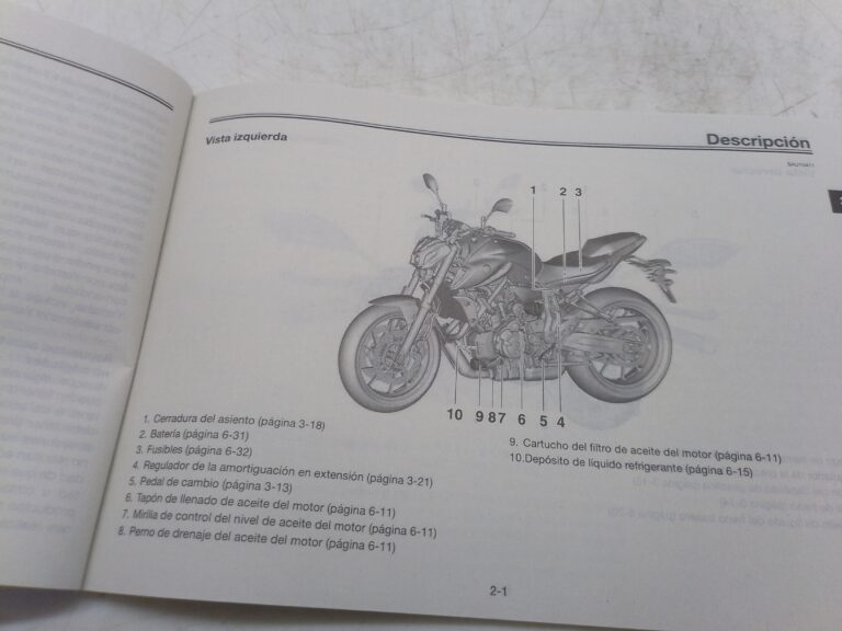 Yamaha mt-07 20 libretto uso e manutenzione bat28199s0 spagna