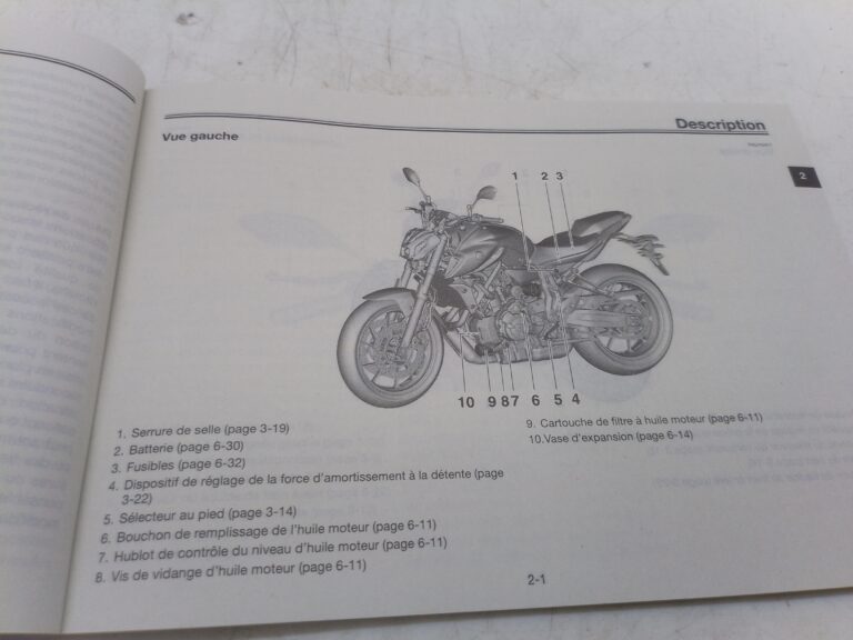 Yamaha mt-07 20 libretto uso e manutenzione bat28199f0 Francia