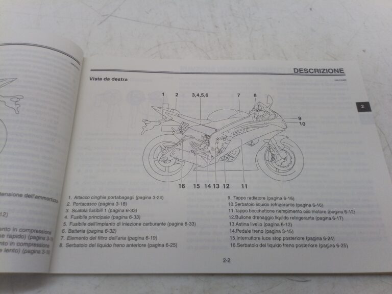 Yamaha r6 07 libretto uso e manutenzione 13s28199h0