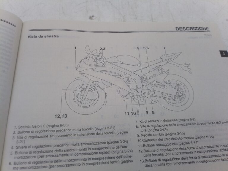 Yamaha r6 11 libretto uso e manutenzione 1js28199h0