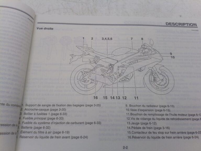 Yamaha r6 07 libretto uso e manutenzione 13s28199f0 francia