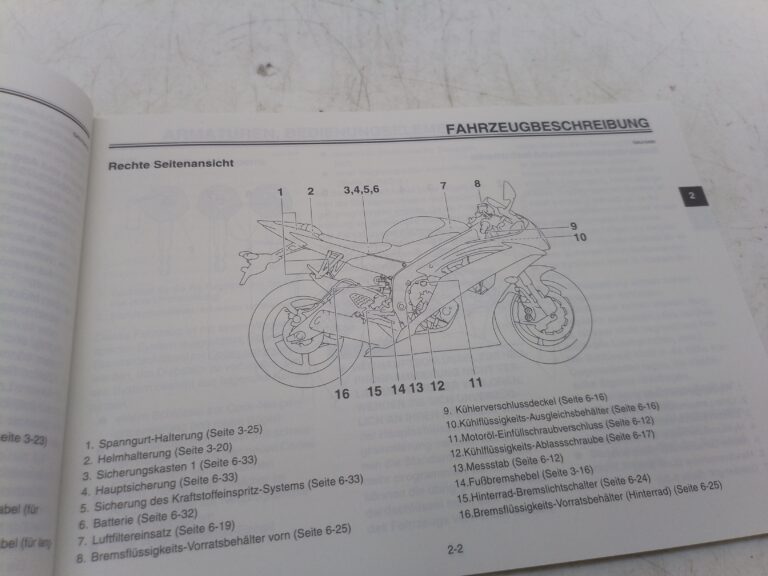 Yamaha r6 07 libretto uso e manutenzione 13s28199g0 Germania