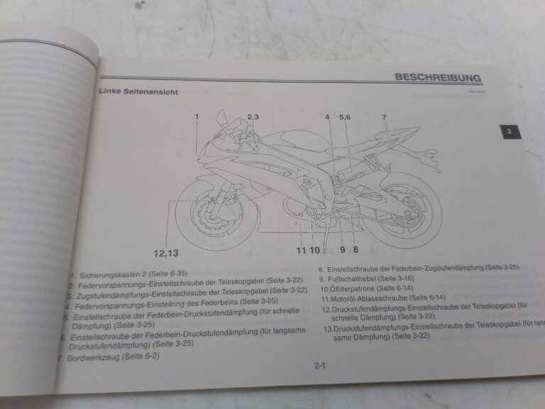 Yamaha r6 11 libretto uso e manutenzione 1js28199g0 Germania